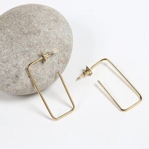 New Gold Recycled Brass Minimalist C Hoop Earrings